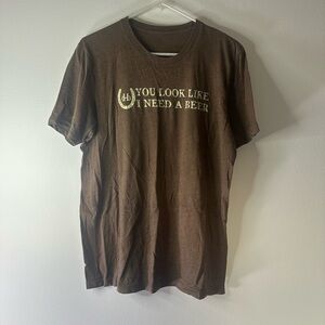 Men’s Brown Size Large Draught Beer Graphic Tee (You Look Like I Need A Beer)